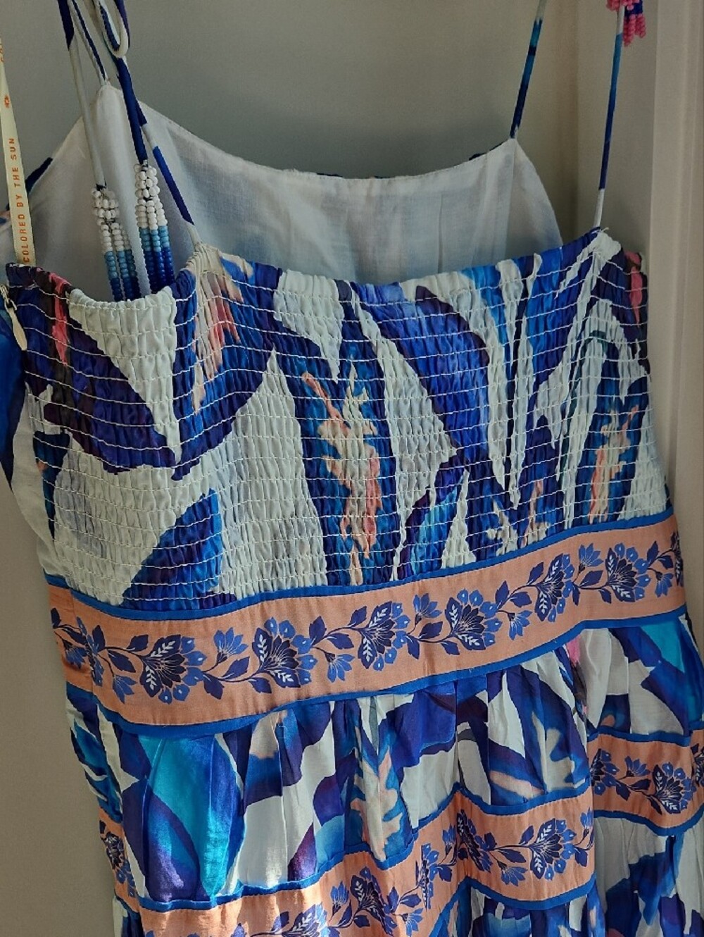 FARM Rio Blue & Pink Printed Tiered Midi Dress - Picture 4 of 6